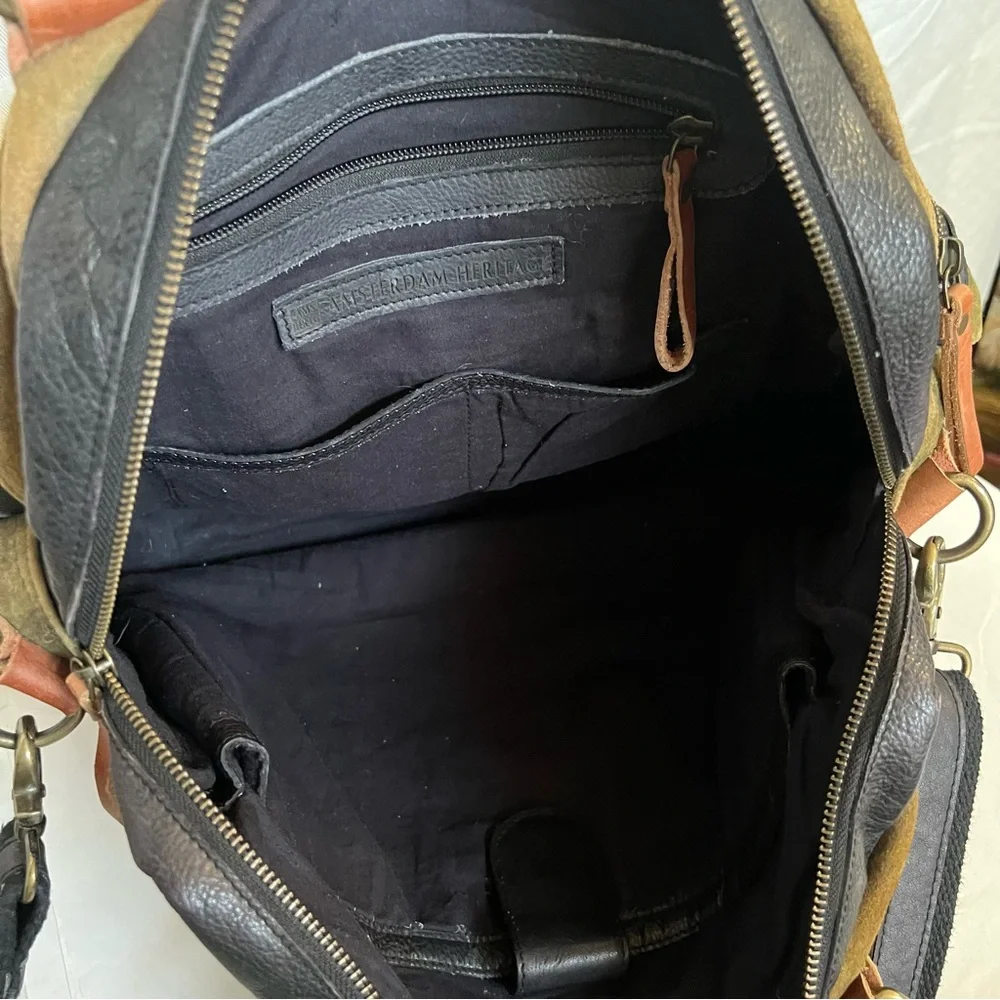 Amsterdam Heritage Olive & Camel Suede Leather Men's Messenger Bag / Briefcase